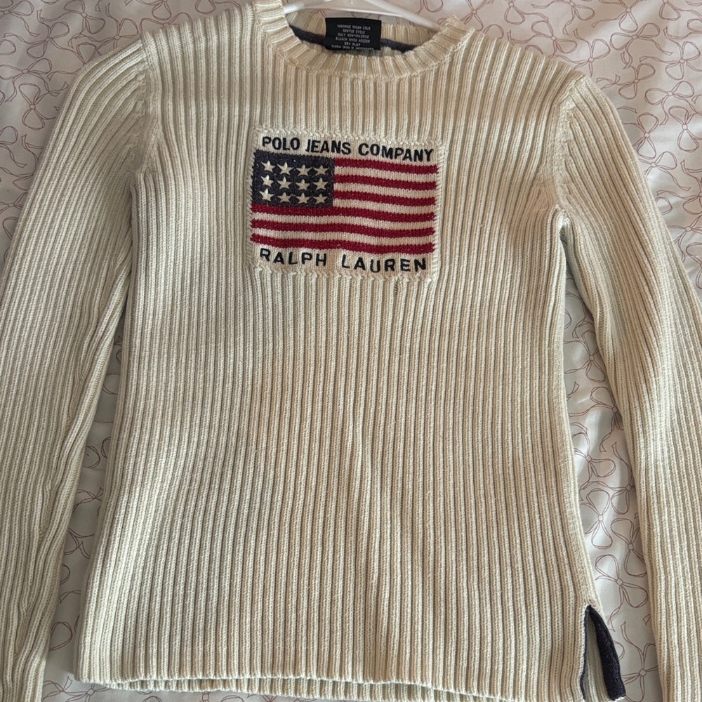 Ralph Lauren Ivory Knit with Flag Design